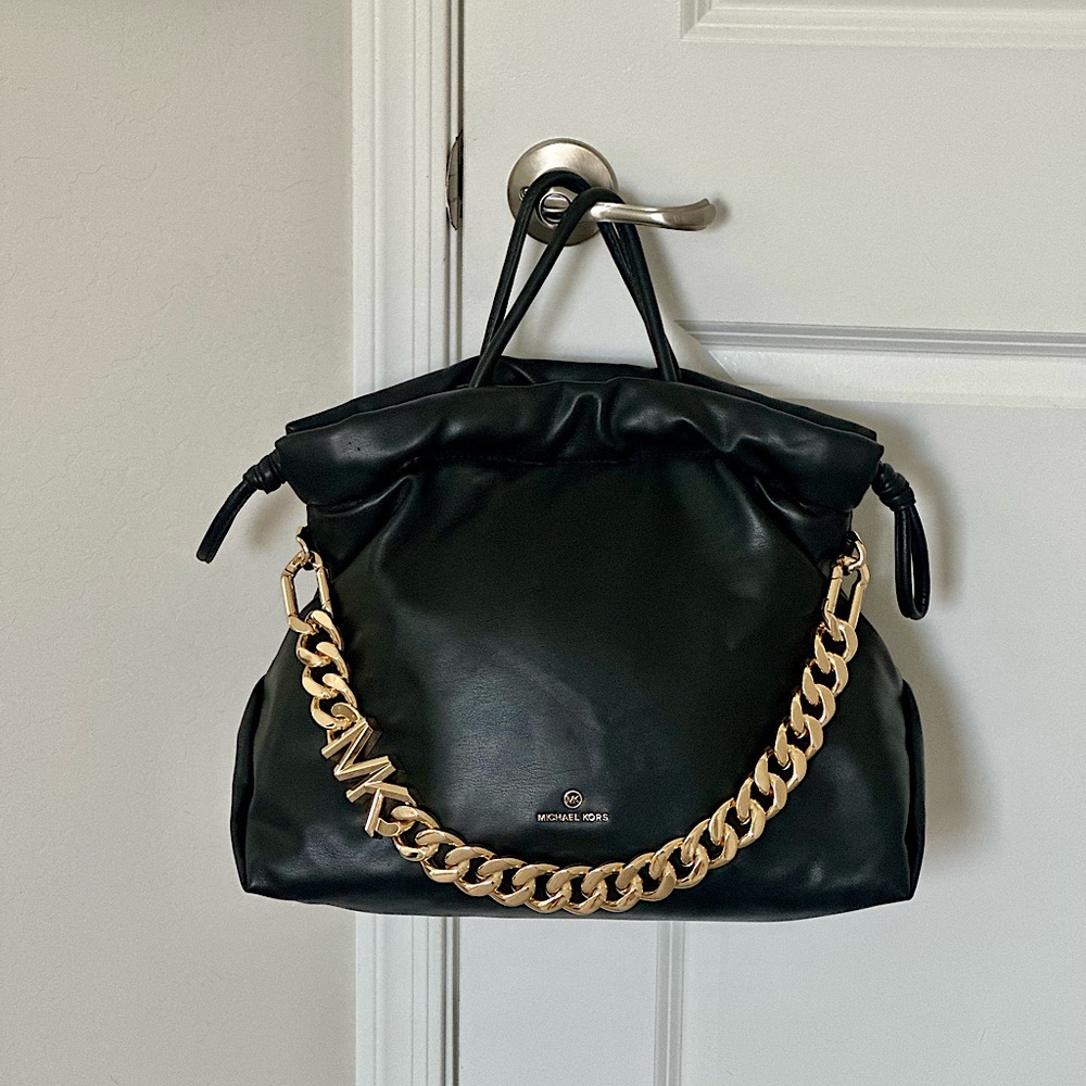 Michael Kors Black Shoulder Bag with Slouchy Design